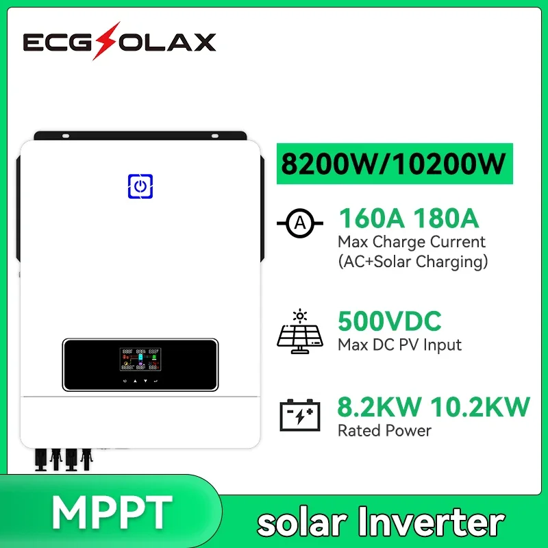 ECGSOLAX ̺긮 ¾籤 ι, MPPT  Ʈѷ, PV ִ 500VDC   ι, 8200W, 10200W, 48V, 230VA, 160A, 180A